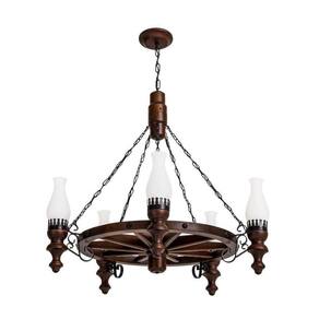 Lustre Roda De Carroça Envelhecido 5 Lâmpadas 905E
