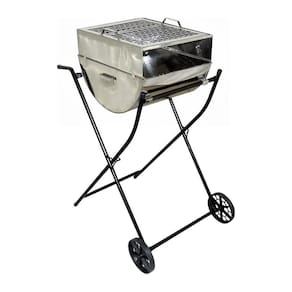 Churrasqueira Master Aço Inox Grelha E Carrinho 89X40X33Cm