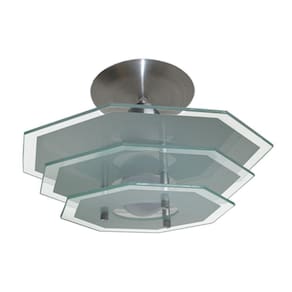 Lustre Luminária Plafon Com 3 Vidros Claros Modelo Fosco