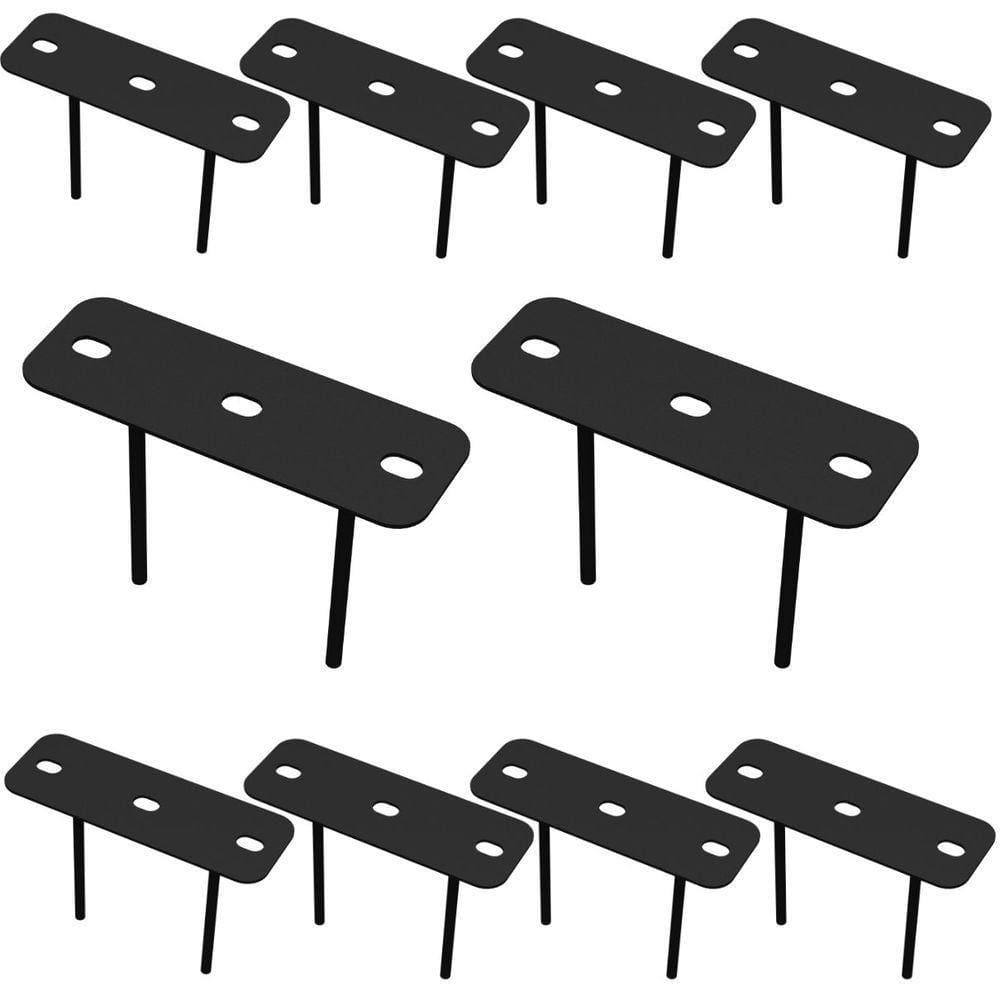 10 Suportes 2 Espetos Estacas Chão Refletor 10 Cjts - Preto