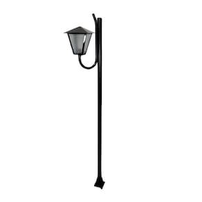 Poste Braço Curvo E Luminária Romana De Jardim Preto 300cm