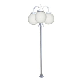 Poste Luminária Globo G Triplo Braço Curvo Baixo Branco 2mt