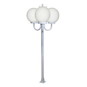 Poste Luminária Globo P Triplo Braço Curvo Cima Branco 200cm