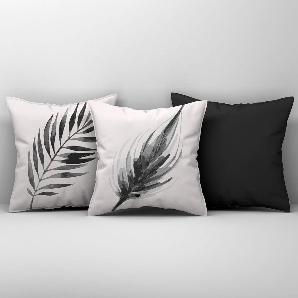 Kit Trio De Almofadas Cheias Estampadas Em Veludo Suede 45cm X 45cm Enchimento Em Refil Silicone - Decoração Para Sala Cor Cinza