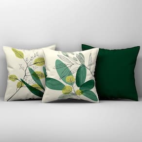Kit Trio De Almofadas Cheias Estampadas Em Veludo Suede 45cm X 45cm Enchimento Em Refil Silicone - Decoração Para Sala Cor Verde