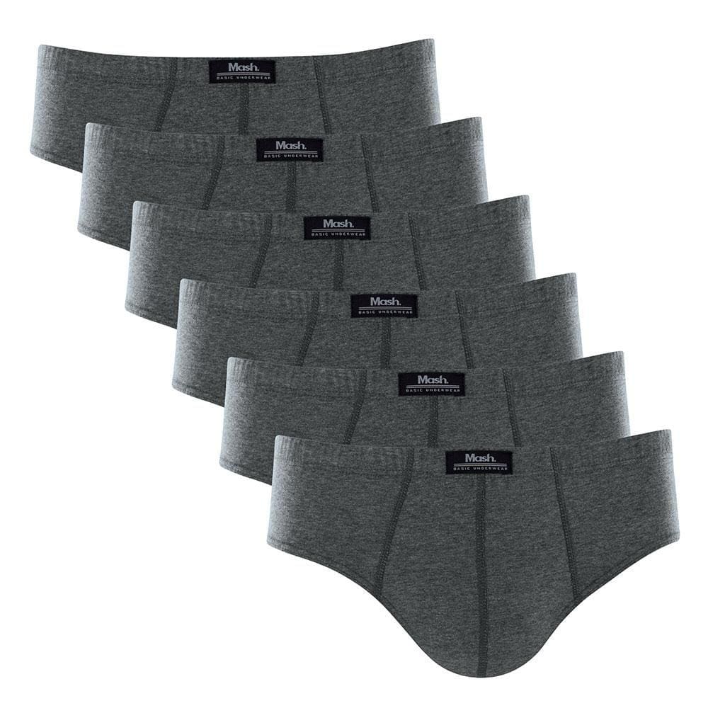 Kit 6 Cuecas Slip Algodão Lisa Mash 074.58