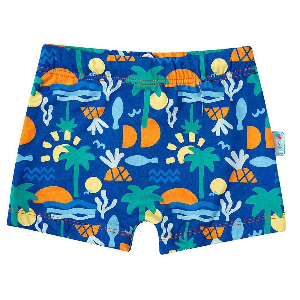 Sunga Boxer Infantil Coqueiros Tropical Azul Royal Tip Top