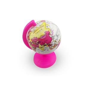 Globo Terrestre 16cm cofrinho Baby Millenium Rosa Base e Haste Poliestireno Facilmente Desmontável