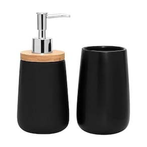 Conjunto Para Banheiro Em Cerâmica Com 2 Peças Mimo Style Preto