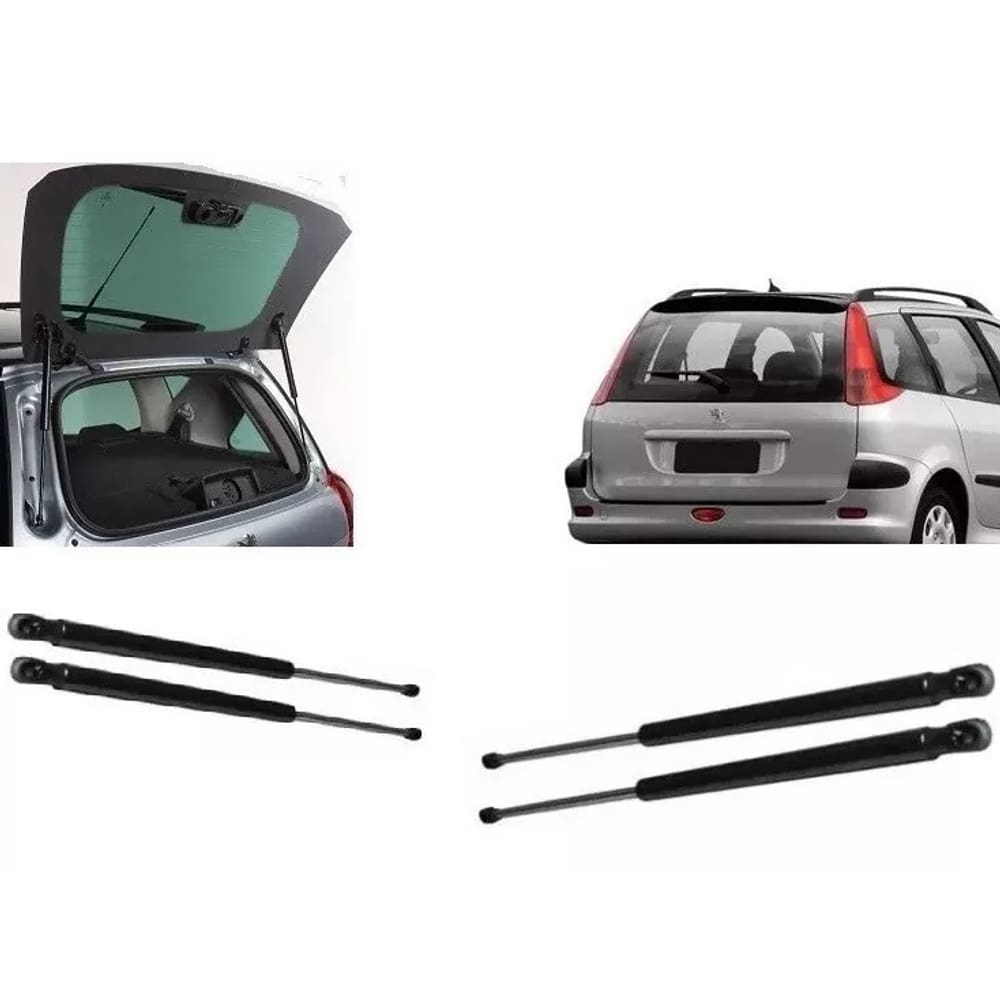 Kit 4 Amortecedor Do Vidro E Da Tampa Porta Malas 206 207 Sw