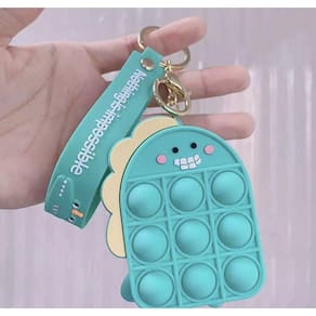 Fidget Dino Green Pop It Sensorial Bolsa Chaveiro Pingente