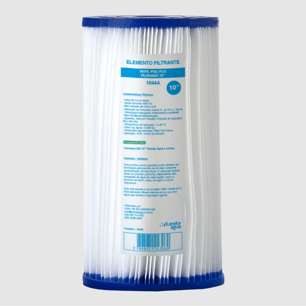 Refil Plissad Big 10” Planeta Água Hidrofiltros Encaixe 1044