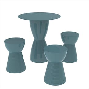 Conjunto Mesa Redonda 60x82cm 3 Banquetas Fit Grifit Lazuli