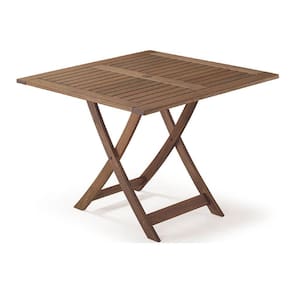 Mesa Dobrável em Madeira Maciça Quadrada 90cm Primavera Casa e Jardim Móveis Stain Castanho