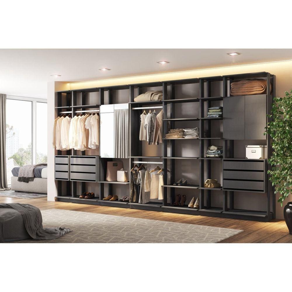 Módulo Closet com 7 Prateleiras Reguláveis Clothes Be Mobiliário Grafite