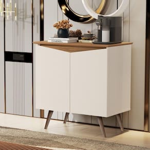 Buffet 2 Portas Pés Palito Retrô Encanto Maria Móveis Off White/Marrom