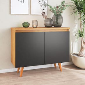 Buffet Rick 2 Portas Pés Palito Viero Móveis Mel/Preto