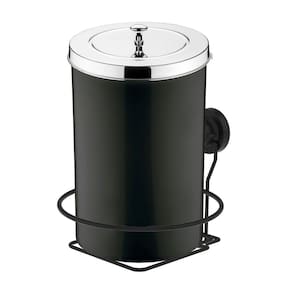 Kit Lixeira 8 Litros Com Suporte De Ventosa Para Cozinha Banheiro Preto Cromado - Future