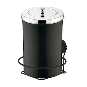 Kit Lixeira 8 Litros Com Suporte Adesivo Para Cozinha Banheiro Preto Cromado - Future