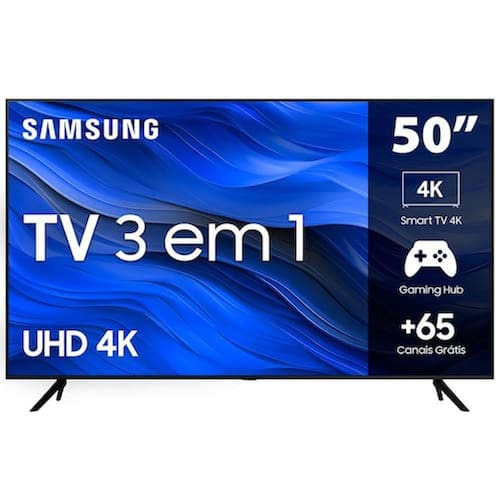 Smart TV 50" UHD 4K Samsung 50CU7700, Processador Crystal 4K, Samsung Gaming Hub, Visual Livre de Cabos, Tela sem limites, Alexa built in