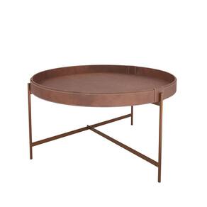 Mesa de Centro Décor 60cm em Couro Marrom Wisky - Móvebrinque