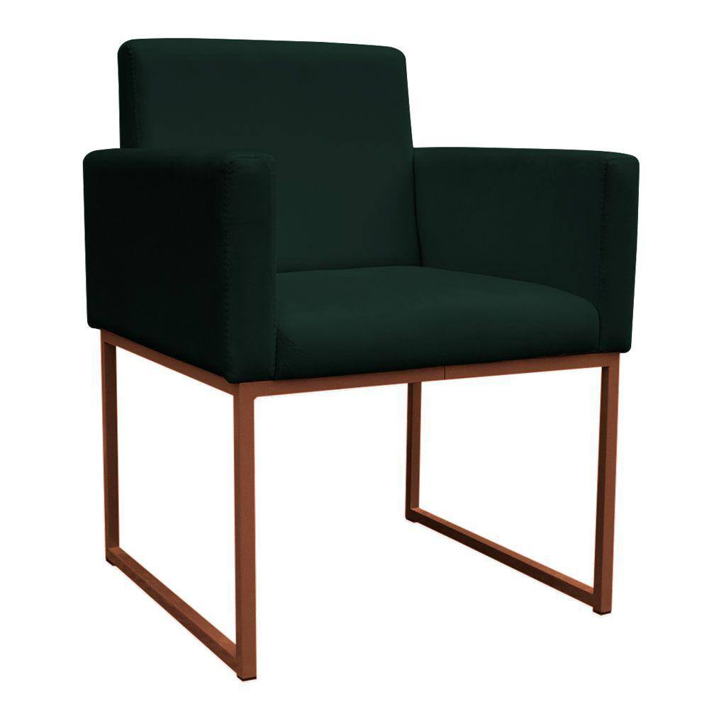Poltrona Decorativa Base De Ferro Bronze Veludo Verde - Montanaris Decor