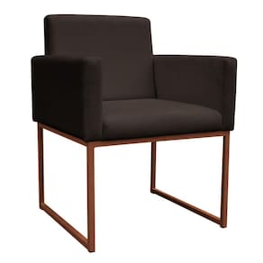 Poltrona Decorativa Base De Ferro Bronze Veludo Marrom - Montanaris Decor