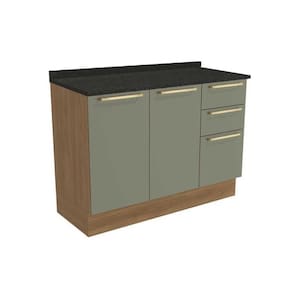 Módulo Cozinha Kappesberg Botanic Balcão Botanic M624 c/3 Gavetas e 2 Portas c/Tampo 120cm Nogueira/Oliva/Preto Brilho - Kappesberg