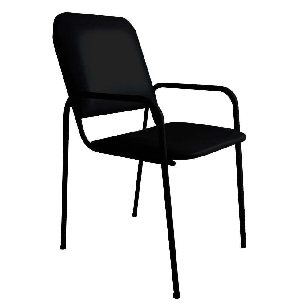 Cadeira Fixa Para Recepção Com Estrutura Aço Tubular Preta Medcombo
