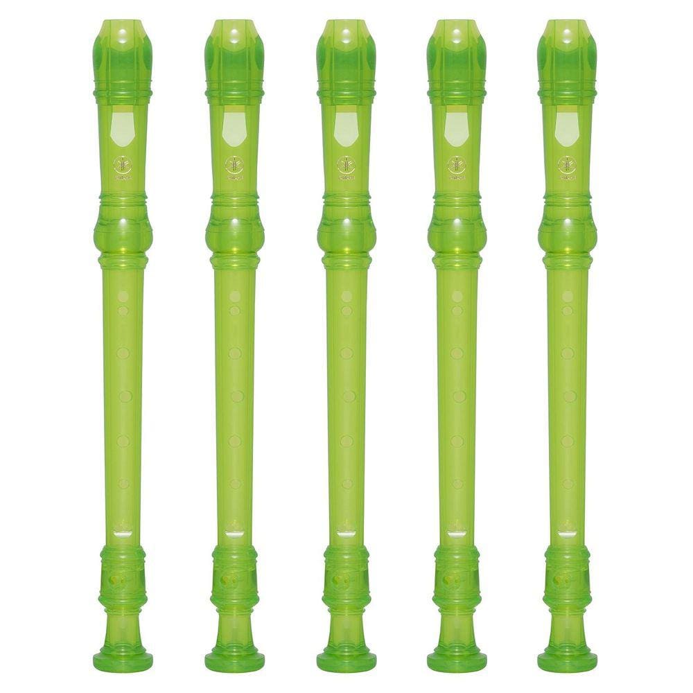 Kit 5 Flautas Doce Soprano Germânica Em C YRS-20G Verde Yamaha