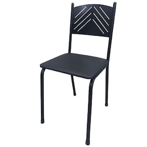 Cadeira Preta para Cozinha Jantar Metal Tubular Almofadada Assento Preto