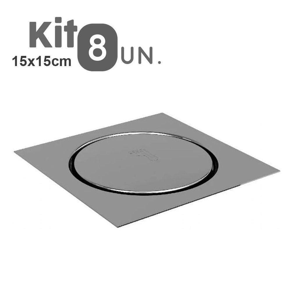 Kit 8 Ralos Click Inteligente Aço Inox 15x15 Pop Up Banheiro Lavabo Casa