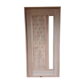 Porta Pivotante Couro C/ Visor Eucalipto 2,13x1,27