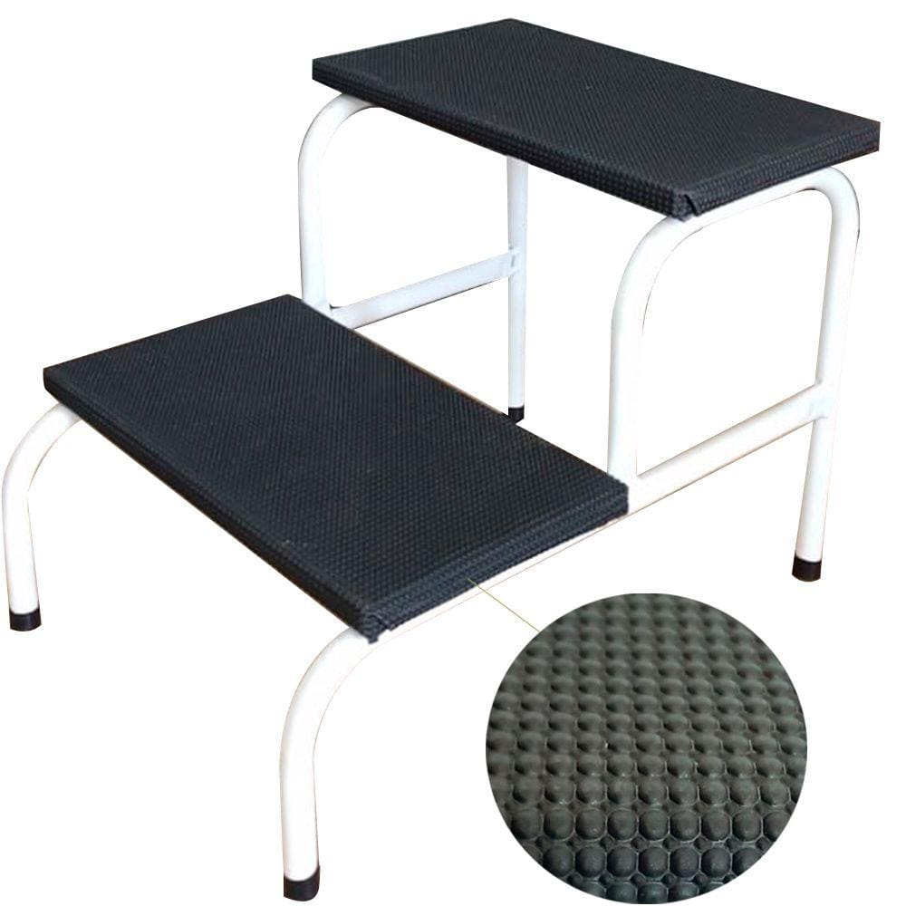 Escada Clínica de 2 Degraus Esmaltada Branca Tubo 3/4 Com Piso em MDF Com Antiderrapante