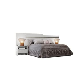 Cabeceira Cama Box Madeirado Casal Prime c/ 2 Mesas Branco - Novo Horizonte