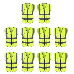Colete Sinalizador Faixa Refletivo Kit 10 Unidades Trabalho Epi Blusao Fluorescente Obra Segurança