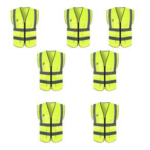Colete Refletivo Sinalizador Kit 7 Unidades Epi Blusao Fluorescente Segurança Trabalho Obra