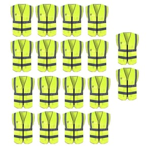 Colete Refletivo Faixa Sinalizador Kit 18 Unidades Blusao Fluorescente Segurança Trabalho Bolso
