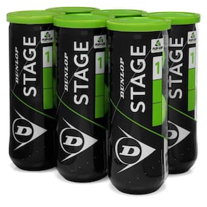 Bola de Tênis Dunlop Stage 1 Verde Pack com 06 Tubos