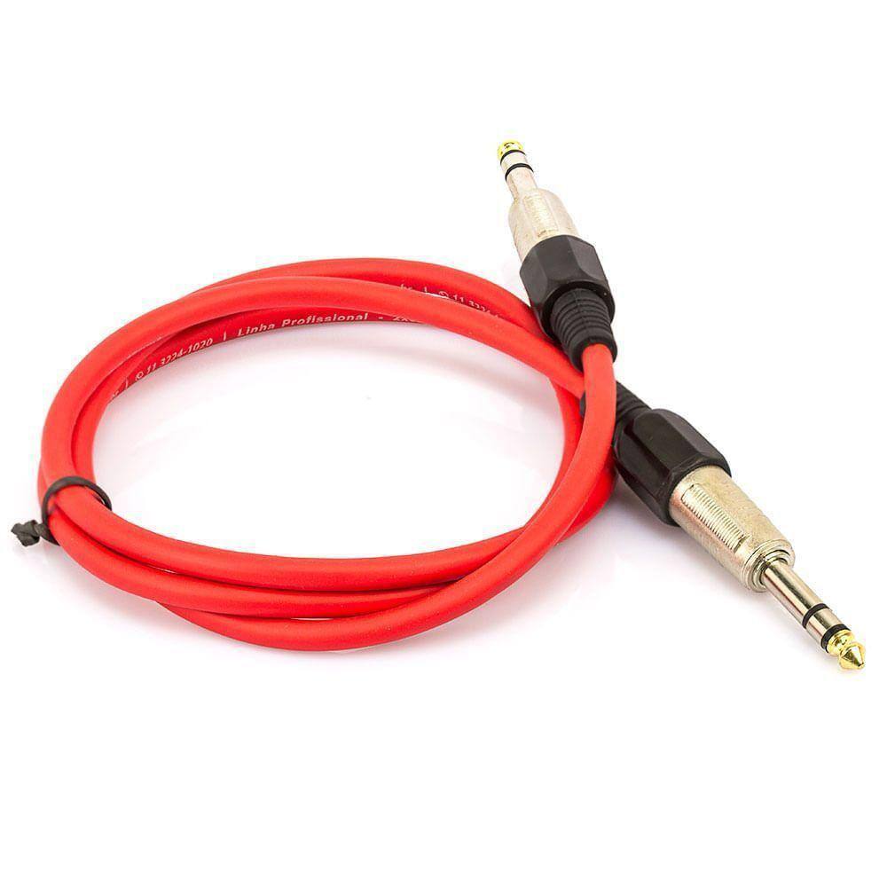 Cabo P10 Estereo Profissional - Vermelho 35 Metros
