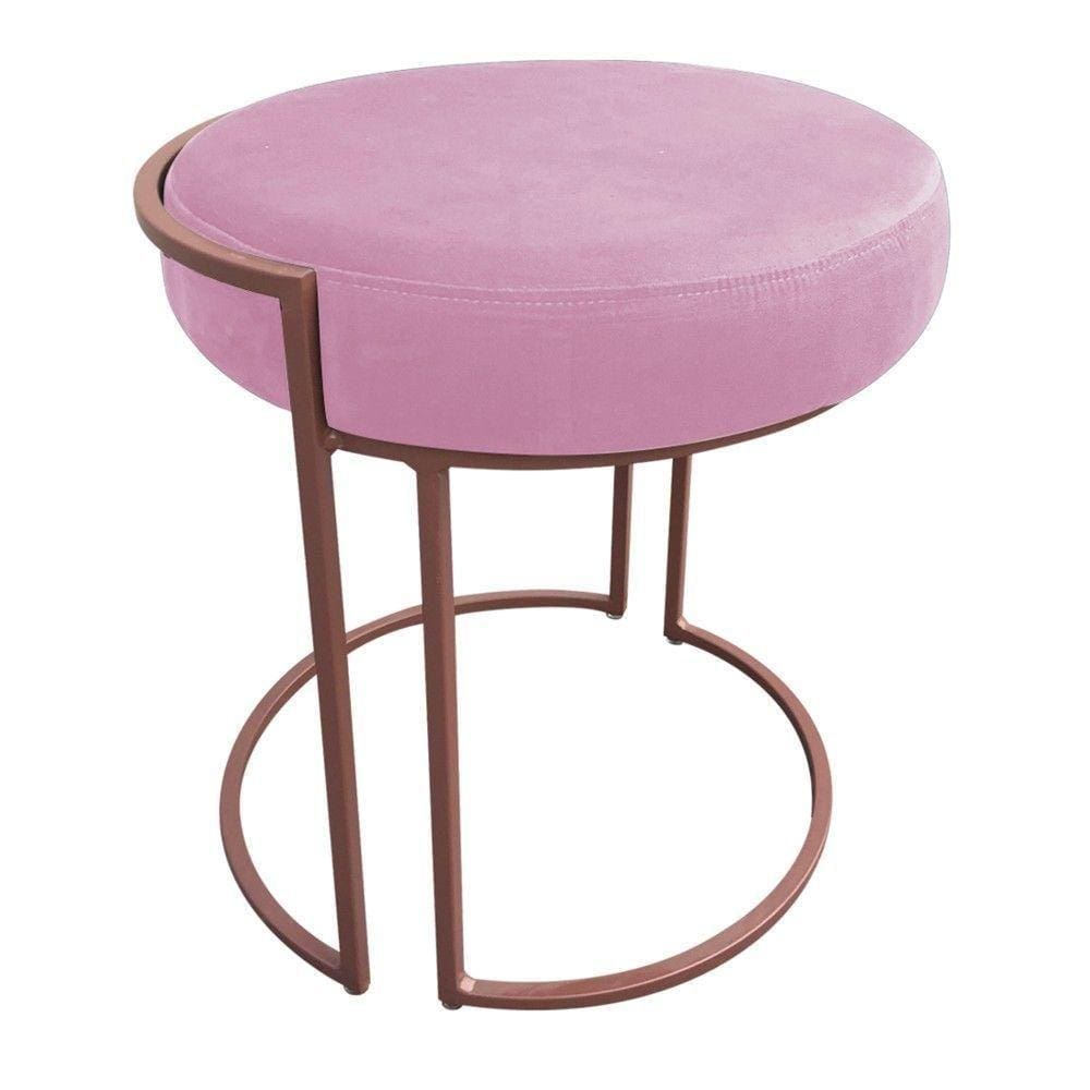 Puff Love Suede Base Cobre D\`rossi Cor Rosa Bebê