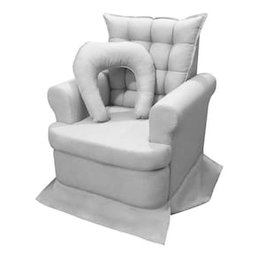 Poltrona da Mamãe para Amamentação com Balanço Tecido Linho Boucle Cinza SOFA STORE