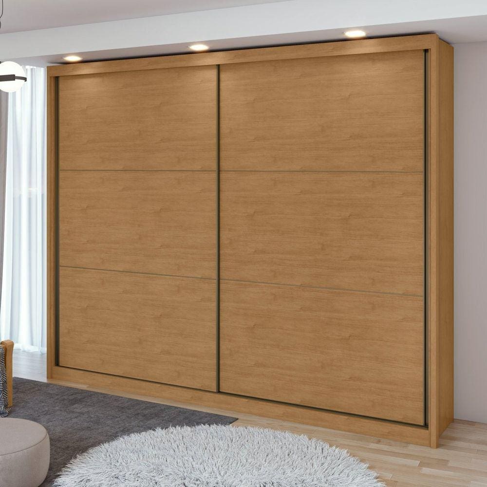 Guarda-Roupa Casal 2 Portas 6 Gavetas 100% MDF Toronto Amêndoa Clean/Off White/Amêndoa Clean