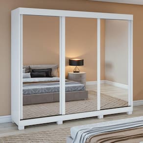 Guarda-Roupa 3 Portas 3 Gavetas Saion Plus Super Glass com Pés Branco