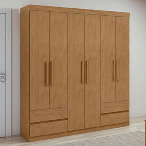 Guarda-Roupa 6 Portas 4 Gavetas Zeus Amêndoa Clean