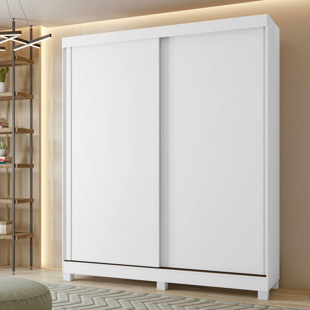 Guarda-roupa Casal 2 Portas 2 Gavetas Zeine com Pés Branco