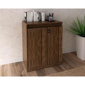 Balcão de Escritório ME4149 c/ 2 Portas c/ Chave Nogal - Tecno Mobili