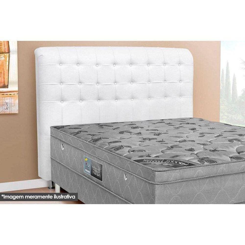 Cabeceira Cama Box Estofada Casal Casal Dama Plus Courano Branco/Preto - Simbal