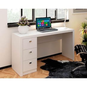 Mesa de Computador ME4102 c/ 3 Gavetas Branco - Tecno Mobili