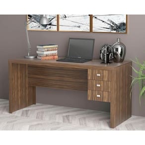 Mesa de Escritório ME4113 c/ 3 Gavetas Nogal - Tecno Mobili